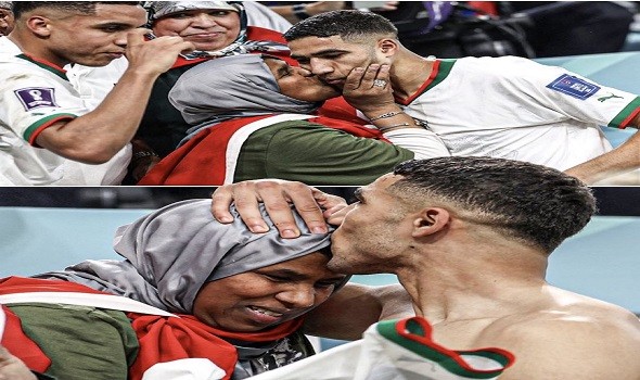 المغرب الرياضي  - نجوم المنتخب المغربي يخطفوُن الأضواء بإحتفالهم مع أمهاتهم عقب التأهل إلى دور الـ16 من مونديال قطر